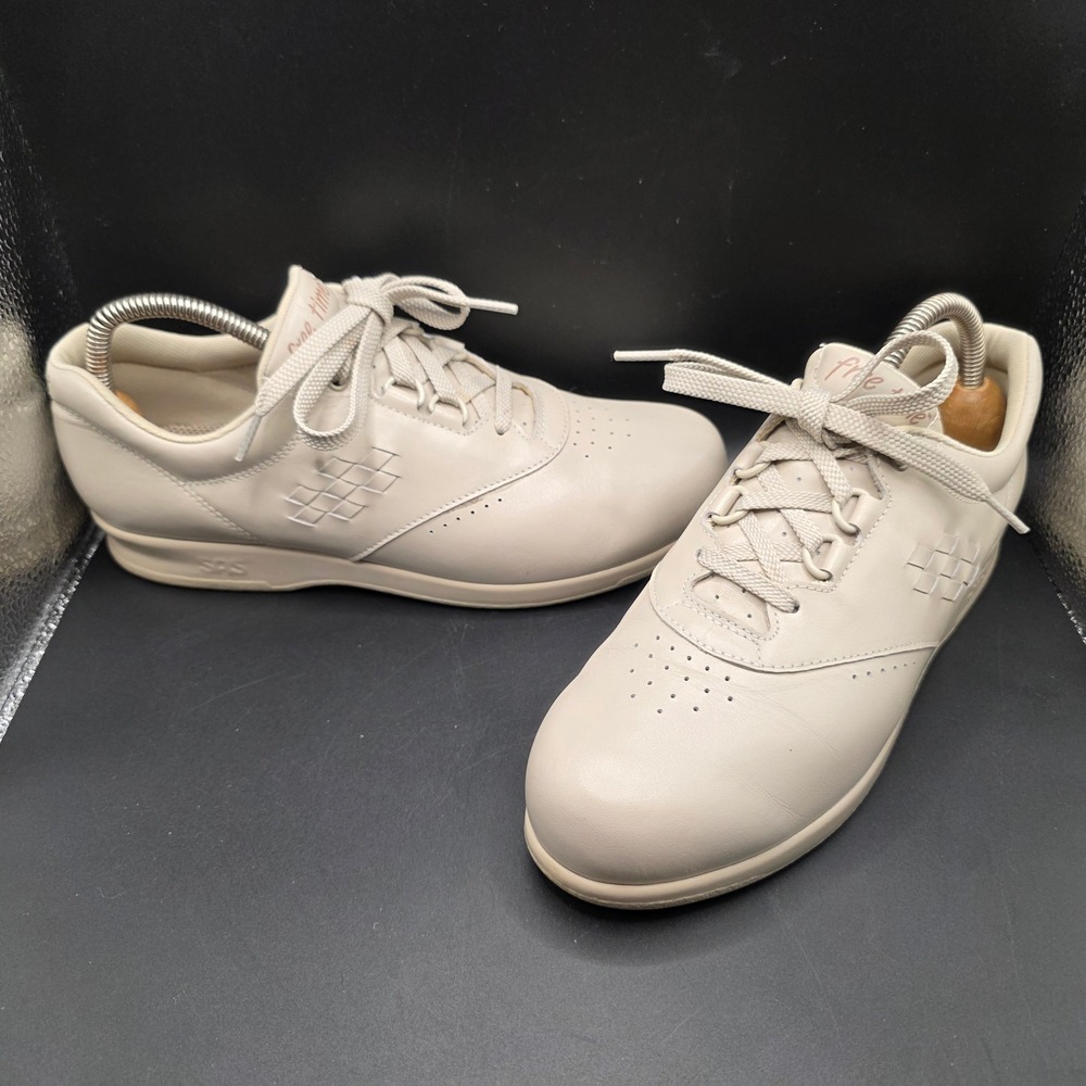 SAS Free Time Women 8.5S Bone Leather Walking Shoes Sneakers Made in USA Comfort
